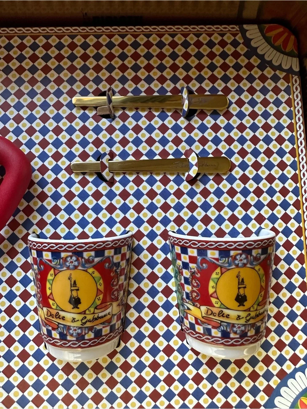 Bialetti Dolce & Gabbana 2 Cup Moka Pot Maker, Espresso Cups and Stirrers NIB
